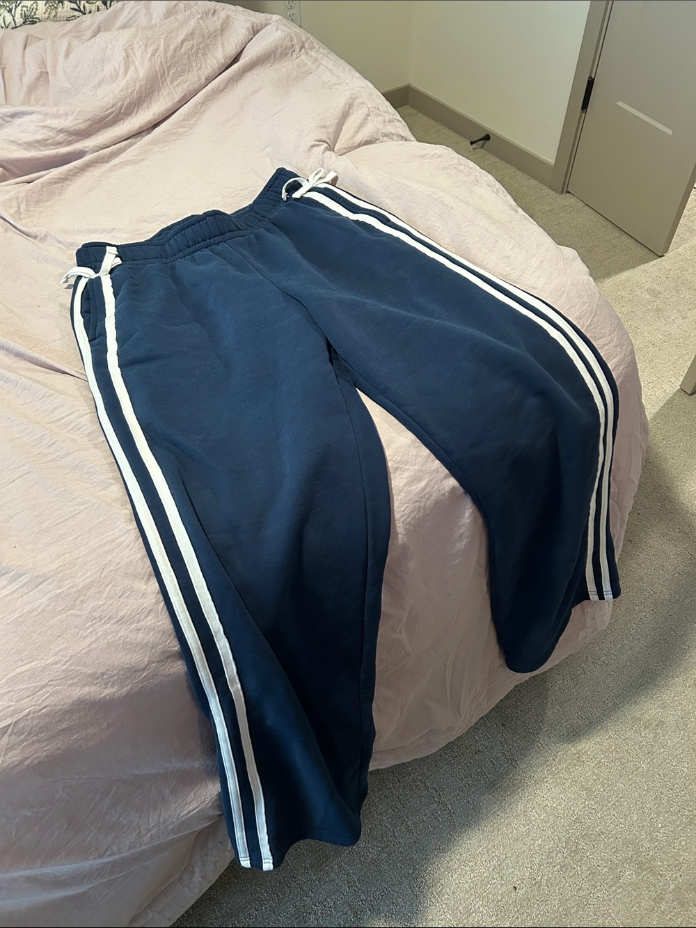 Pacsun Navy Blue Sweats with White Stripes/bows